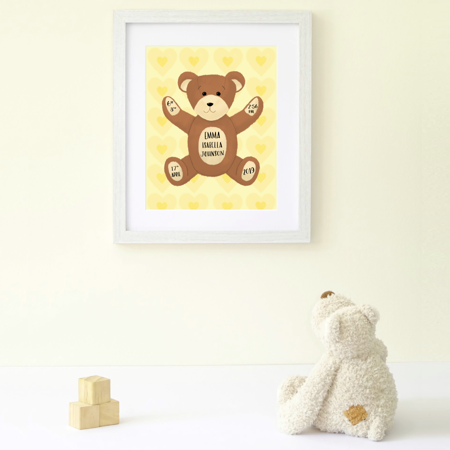 Birth Announcement Teddy Bear Print