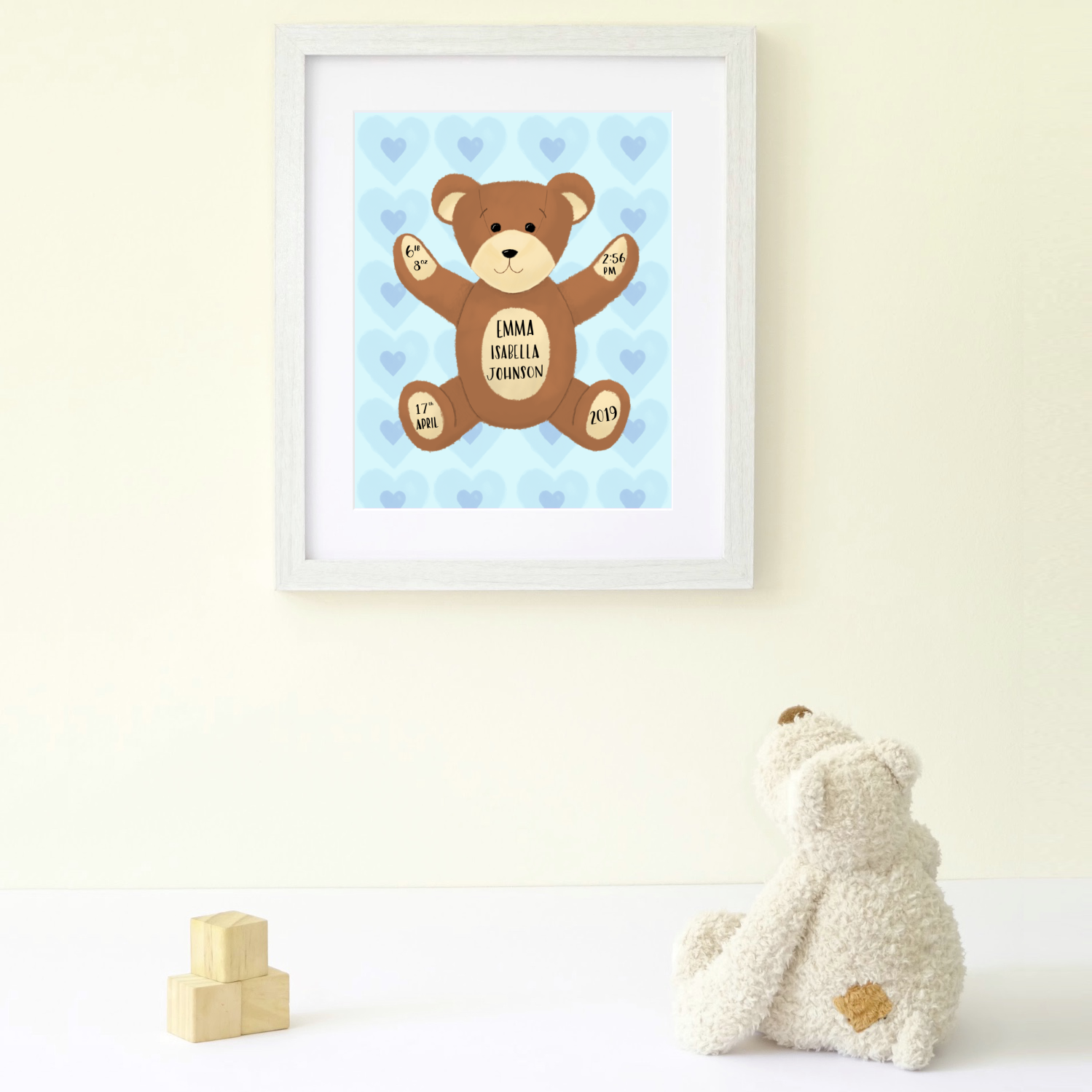 Birth Announcement Teddy Bear Print