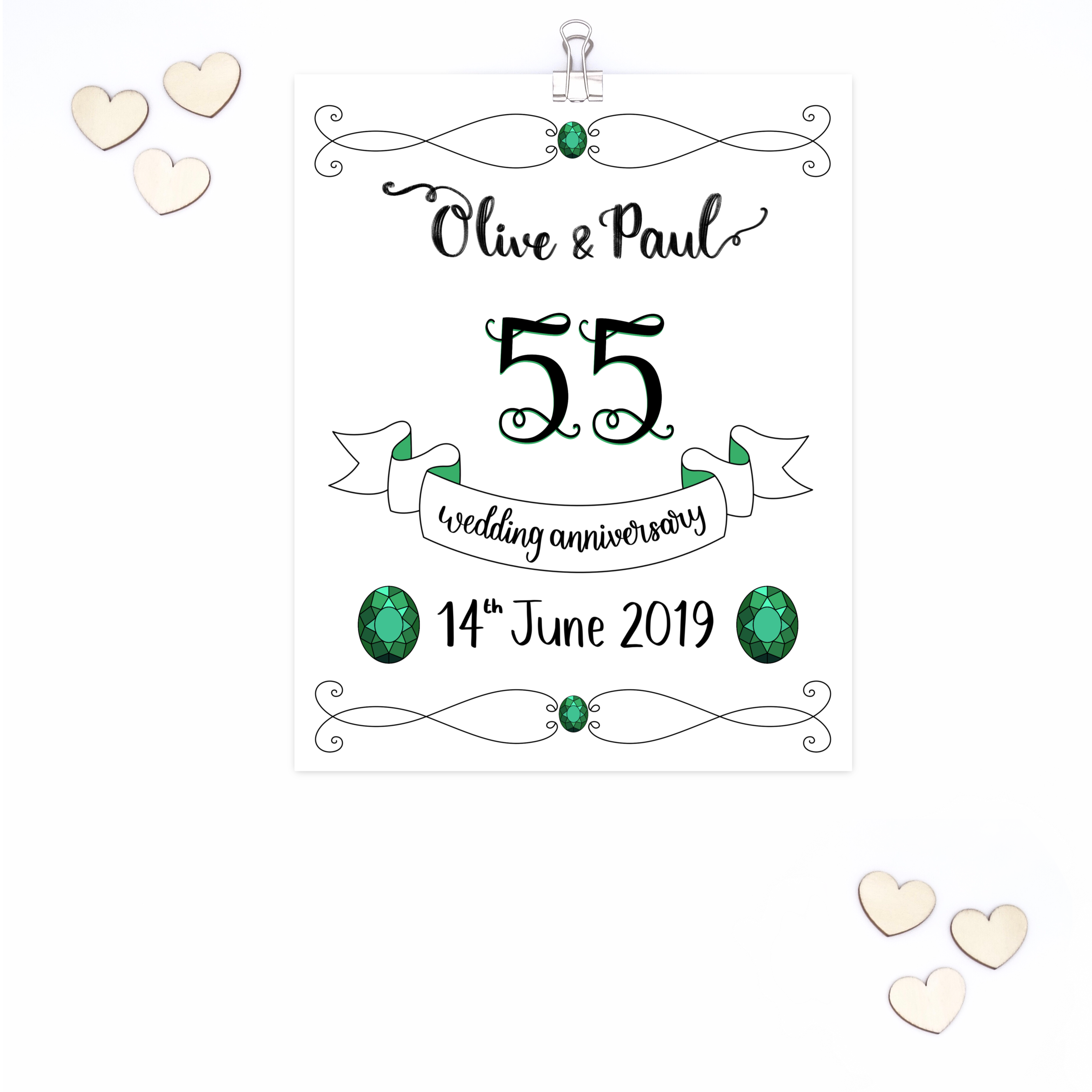 55th Emerald Wedding Anniversary Print - Image 2