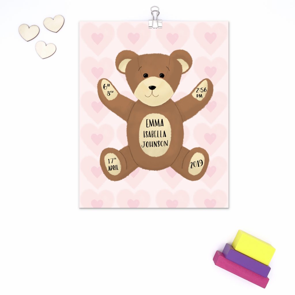 teddy bear birth announcement
