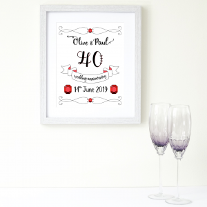 40 Wedding Anniversary print
