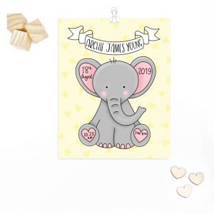 Elephant Birth Announcement Print
