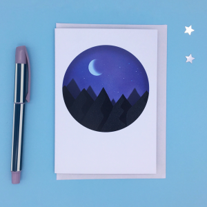 Product image of a card with a night mountain scene