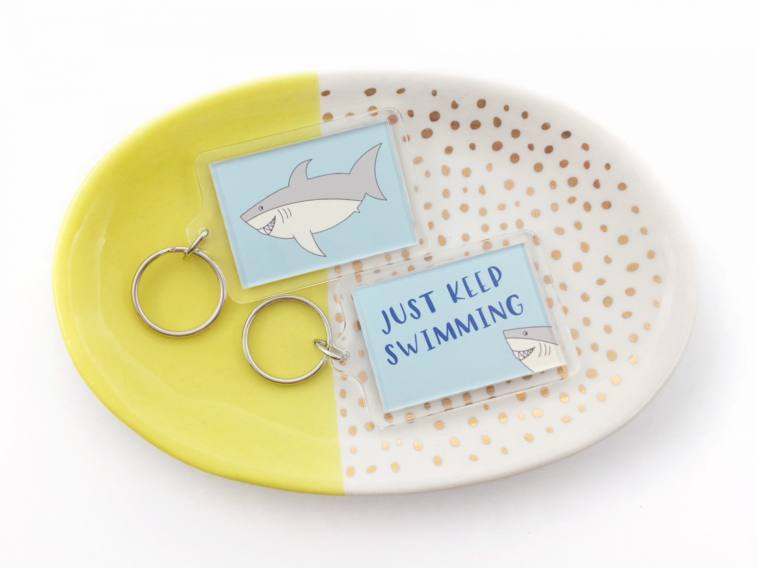 Shark just keep swimming keyring