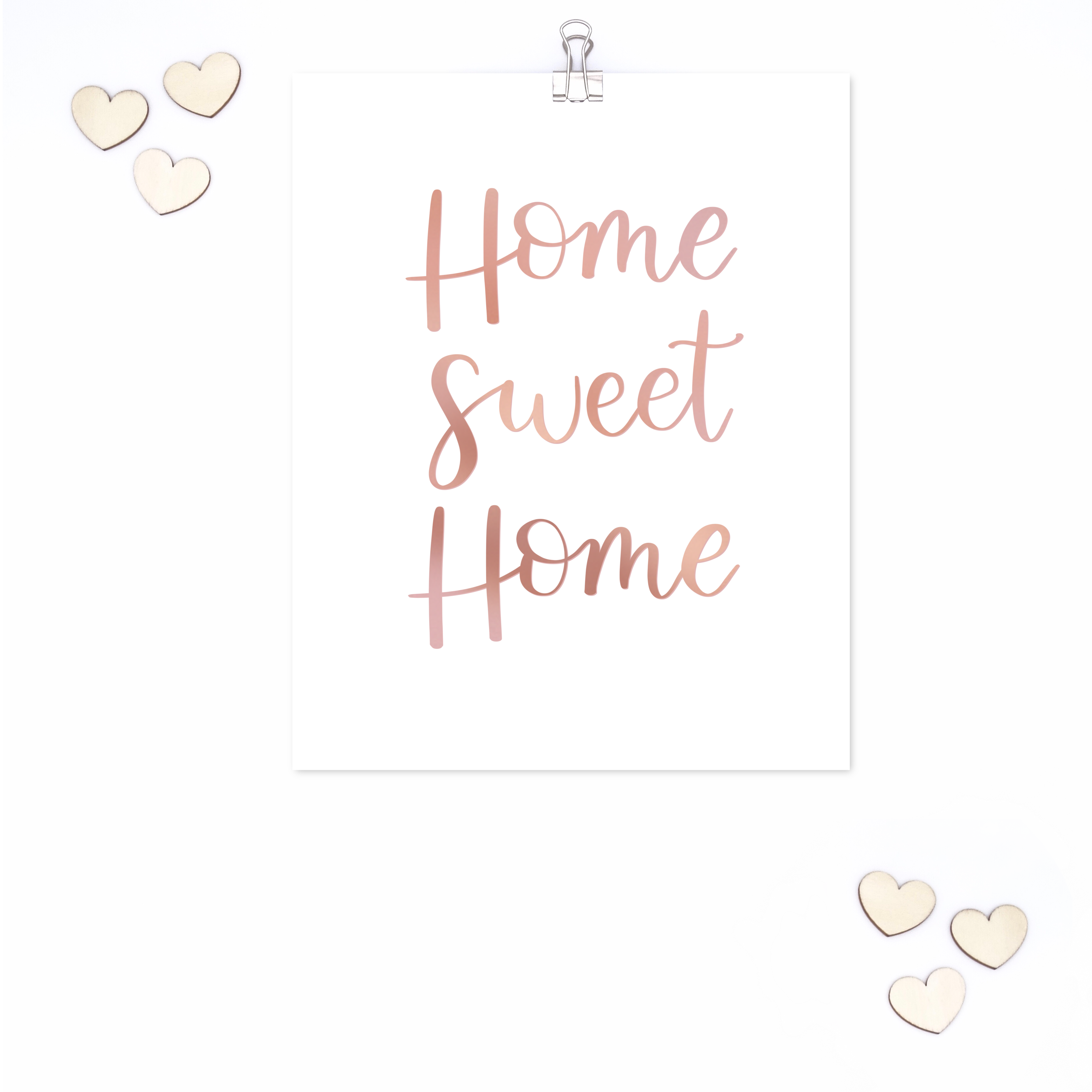 Rose gold home sweet home print