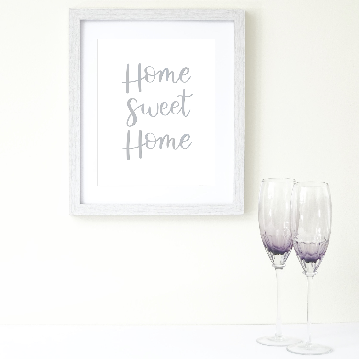 Silver home sweet home print Framed