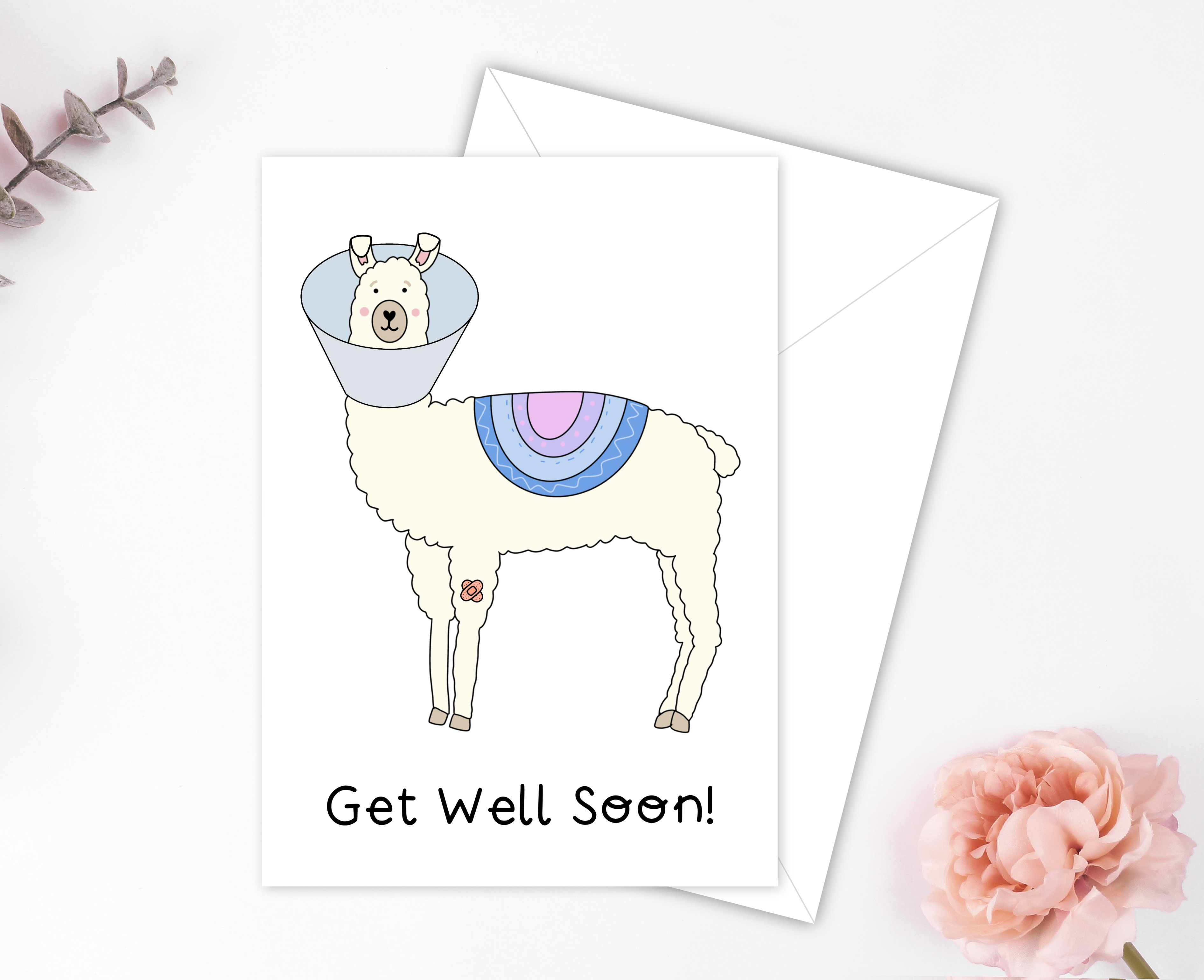 llama get well soon card