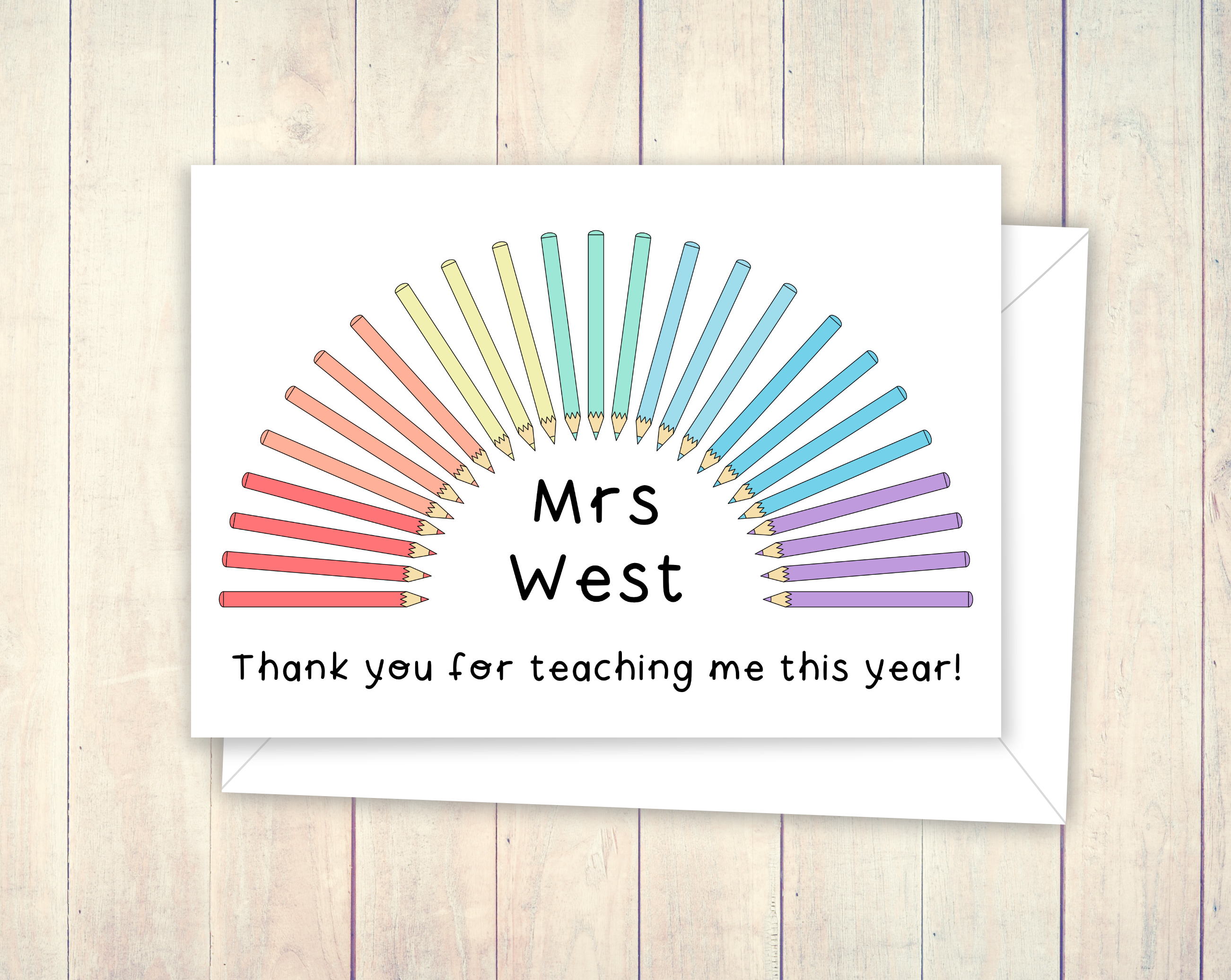 Pencil Rainbow Teacher Card