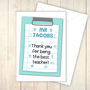 Teacher Clipboard Turquoise Card