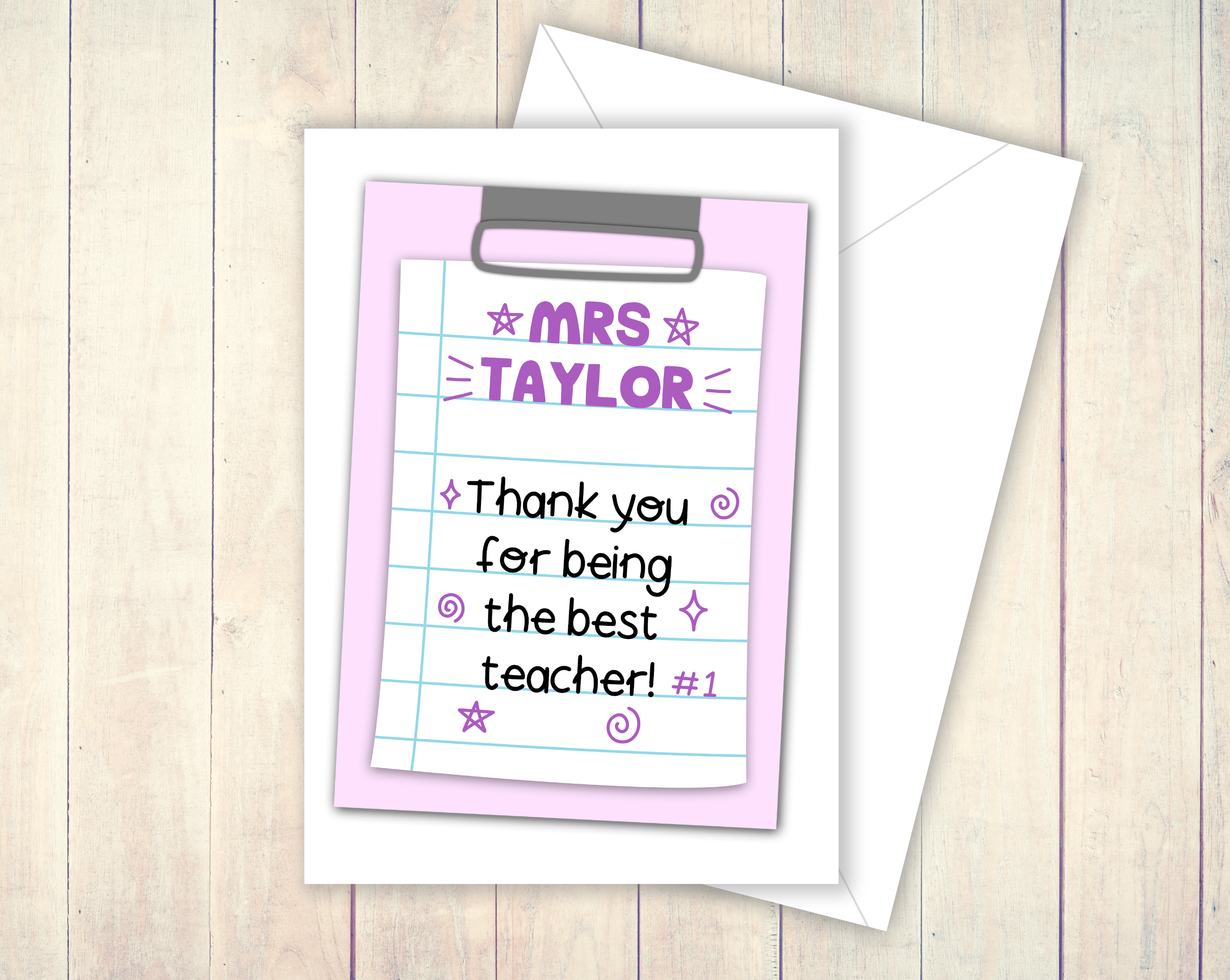 Teacher Clipboard Purple Card