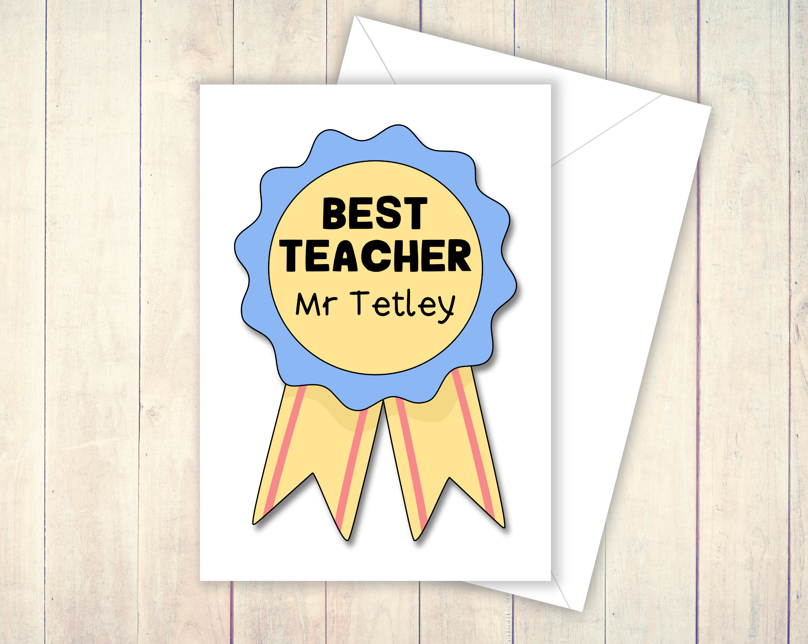 Best Teacher Rosette Blue
