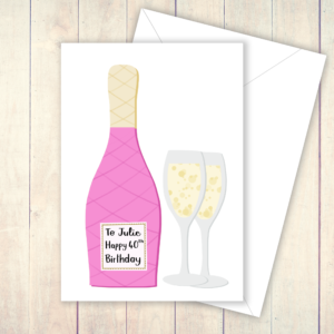 Personalised Bottle Birthday Card Pink
